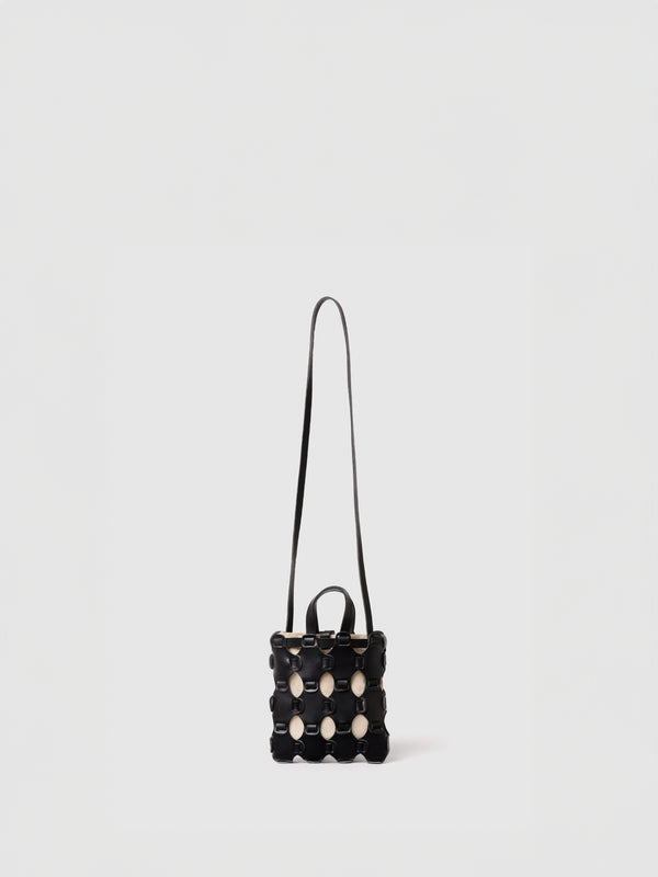 MINI TOTE TRESSÉ NOIR/NATUREL