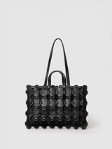 TOTE TRESSÉ CUIR/COTON NOIR