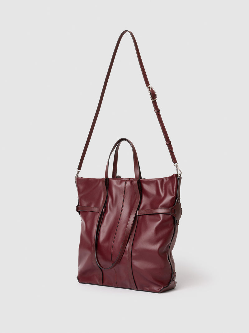 Soft Tote naked leather Burgundy ORGANIC SHAPE 