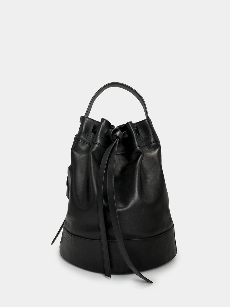 LARGE BUCKET LEATHER BLACK Sacs à main UP-CYCLING 