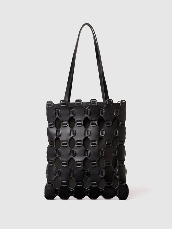 BRAIDED TOTE BLACK cotton lining UP-CYCLING LAB 