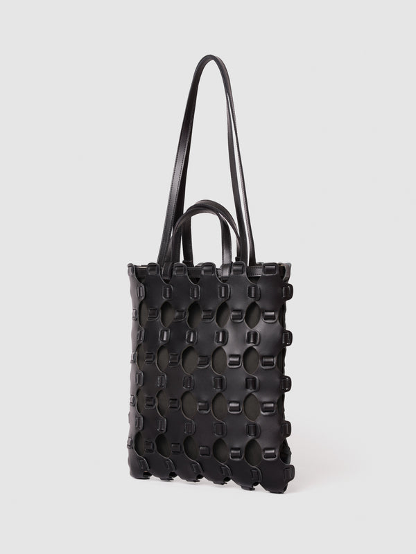 BRAIDED TOTE BLACK cotton lining UP-CYCLING LAB 