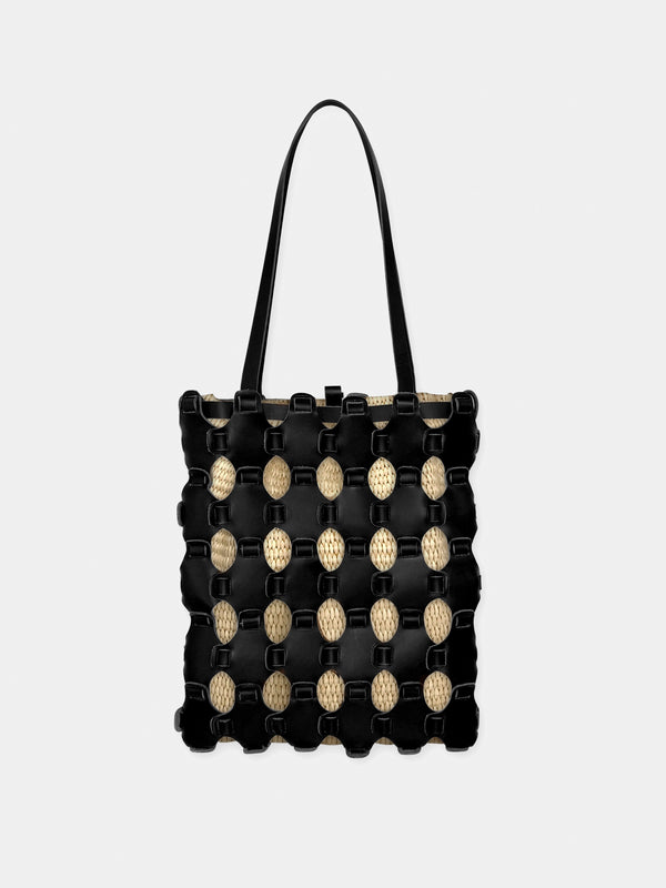 BRAIDED TOTE BLACK RAFFIA LINING UP-CYCLING LAB 