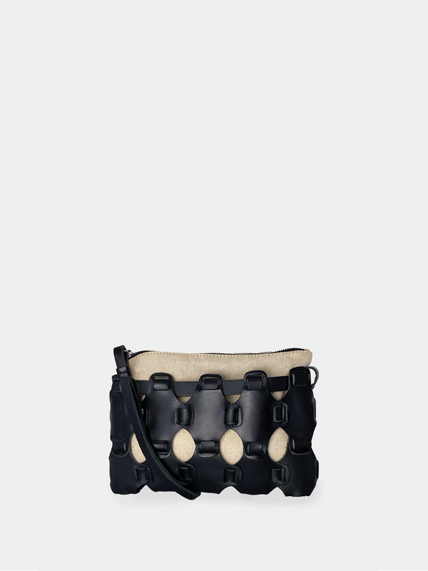 Braided Pouch Black/Natural Cotton Lining