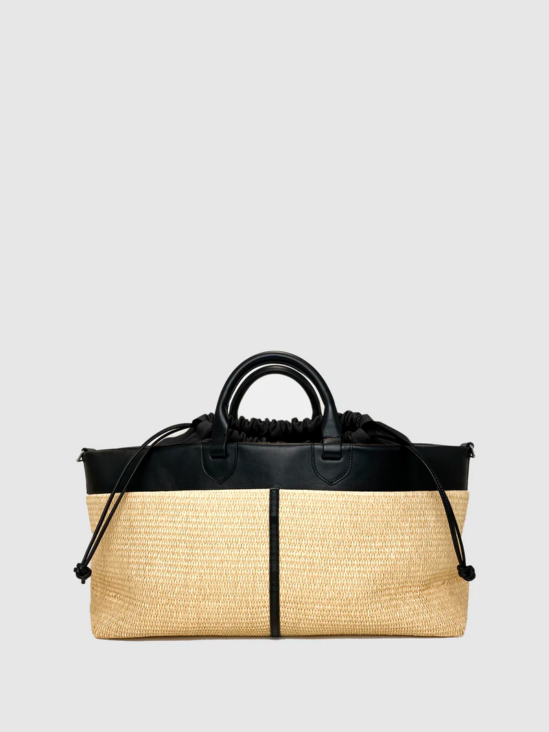 CABAS MAILLE RAPHIA NOIR